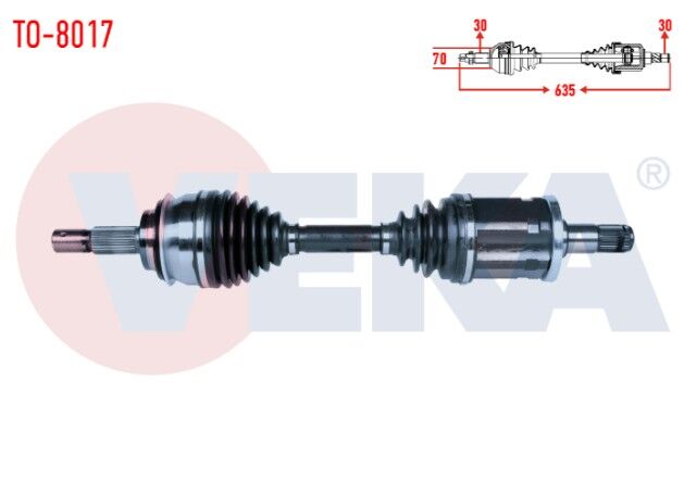 Toyota Hilux VII Pick Up Revo (_N1_) 2.4 D 4X4 Uzunluk 635mm 2015- Komple Aks Sol-Sağ Ön