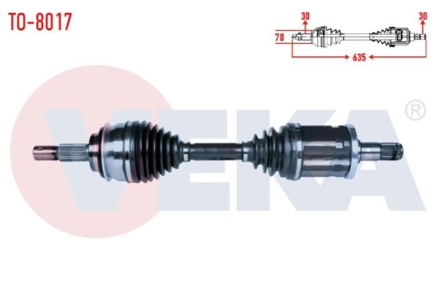 Toyota Hilux VII Pick Up Revo (_N1_) 2.4 D 4X4 Uzunluk 635mm 2015- Komple Aks Sol-Sağ Ön