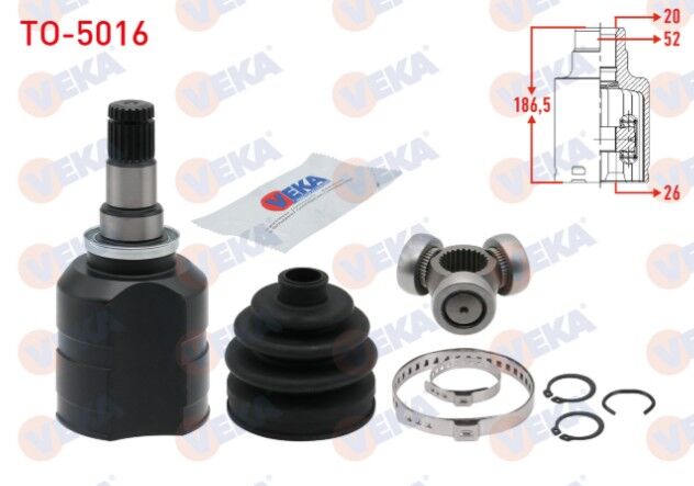 Toyota Corolla 1.4 D-4D 20X26X52 Uzunluk 186,50mm 2012- Aks Kafası Sol Ön İç