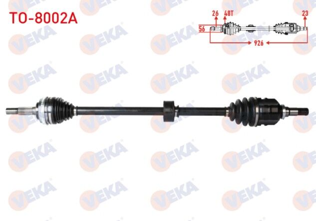 Toyota Corolla (_E9_) 1.6 1987-1993 - (_E10_) 1.6 1992-1997 - (_E11_) 1.6 1997-2002 - (_E12_) 1.6 VVT-I 2002-2007 Komple Aks Sağ Ön Absli 48 Dış Uzunluk 926mm