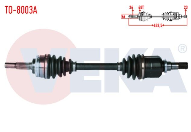 Toyota Corolla (_E12_) 1.4 VVT-I Absli 48 Dış Uzunluk 633.5mm 2002-2007 Komple Aks Sol Ön
