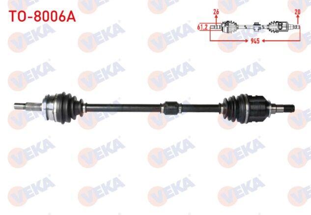 Toyota Corolla (E15_) 1.4 D-4D Uzunluk 945mm 2007-2012 Komple Aks Sağ Ön