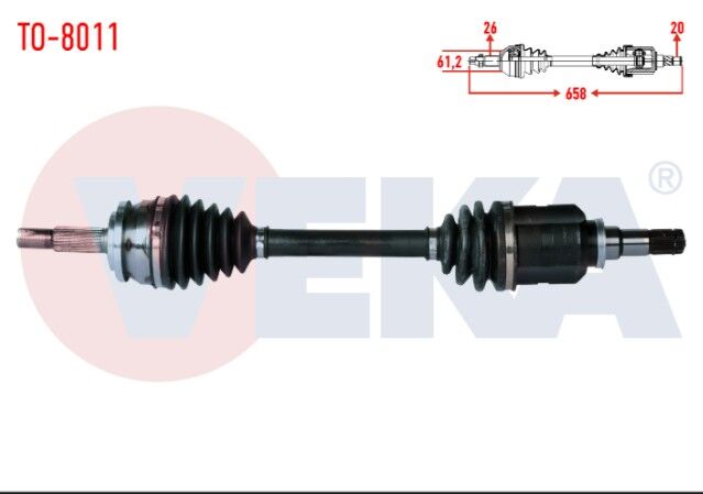 Toyota Corolla 1.4 D-4D M-T 2012-2018/ Auris (NZE18,ZRE18) 1.4 D-4D M-T 2012-2018 Komple Aks Sol Ön Uzunluk 658mm