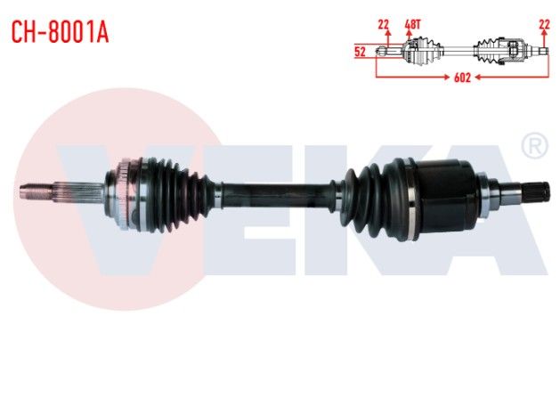 CHEVROLET KALOS (T200) 1.4 A-T ABSLI 48 DIS UZUNLUK 602mm 2003-2008 KOMPLE AKS SOL ON