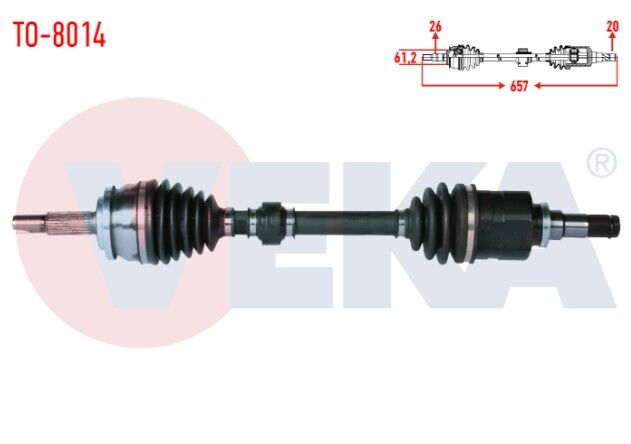 Toyota Corolla 1.6 VVT-I M-T Uzunluk 657 mm 2012- Komple Aks Sol Ön