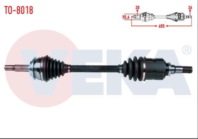 Toyota Yaris (P9) 1.4 D-4D M-T Uzunluk 655mm 2006-2010 Komple Aks Sol Ön