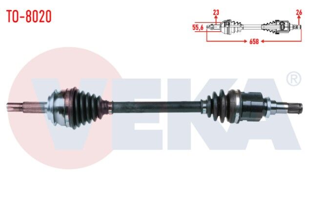 Toyota Yaris (P9) 1.4 D-4D Uzunluk 658mm 2006-2010 Komple Aks Sol Ön