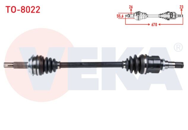 Toyota Yaris (P9) 1.0 VVT-I M-T Uzunluk 670mm 2006-2010 Komple Aks Sol Ön