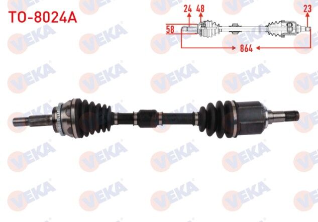 Toyota Verso (ZER_, ZZE12_, R1_) 1.6 A-T/M-T Absli 48 Dış Uzunluk 650mm 2004-2009 Komple Aks Sol Ön