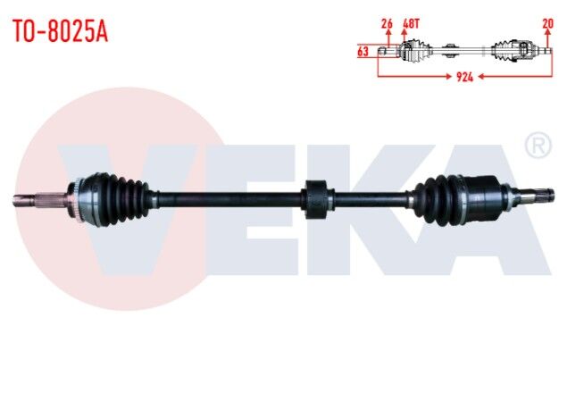 Toyota Verso (ZER_, ZZE12_, R1_) 1.6 A-T/M-T Absli 48 Dış Uzunluk 924mm 2004-2009 Komple Aks Sağ Ön