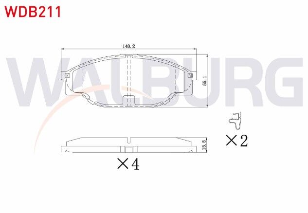 Toyota Hilux Pick Up (_N_) 2.5 D-4D 1983-2005 / Hilux Pick Up (_N_) 2.5 2.4 D 1983-2005 / Hiace III (_H10_) 2.0 1989-1995 / Hiace III (_H10_) 2.4 D 1989-1995 Fren Balata Ön İkazlı