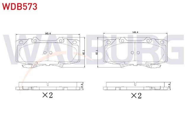 Toyota Hilux Pick Up (TGN1_, GGN2_, GGN1_, KUN2_, KUN1_) 2.5 D-4D 17.20mm 2005- Fren Balata İkazlı Ön