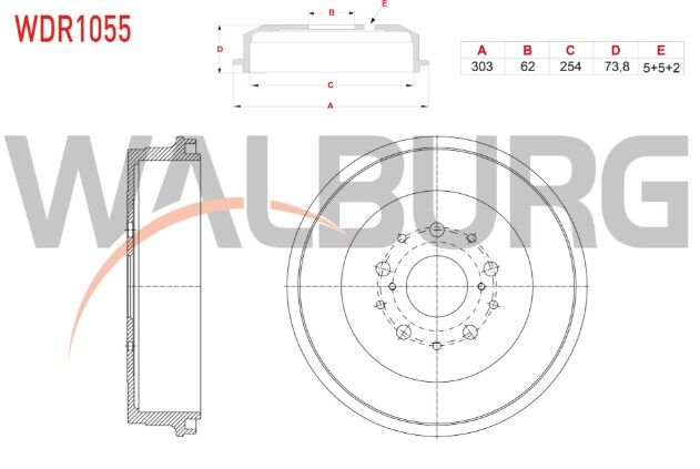 Toyota Hilux (_N1_,_N2_,_N3_) 2.5 D-4D 2005-2011 Fren Kampanası Arka 5 Delik 303X62X254X73,8