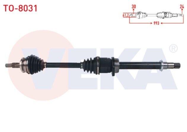 Toyota Verso (R2) 2.0 D-4D M-T 2009- Komple Aks Sağ Ön Uzunluk 993mm