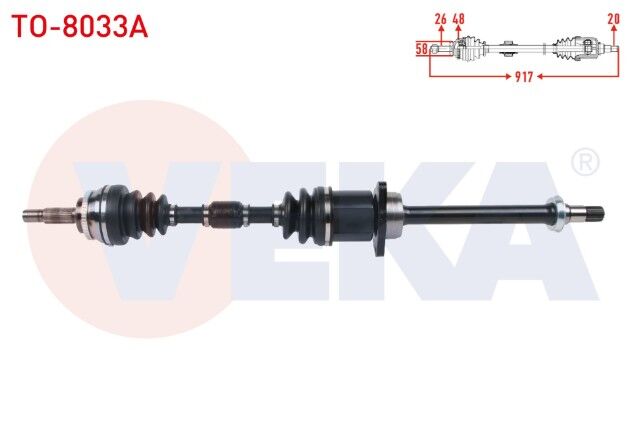 Toyota Corolla (_E12_) 1.4 D-4D M-T 2002-2007 Komple Aks Sağ Ön Absli 48 Dış Uzunluk 917mm