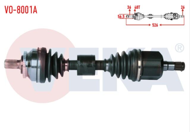 Volvo S60 2.0 T A-T Absli 48 Dış Uzunluk 526 mm 2000-2010 Komple Aks Sol Ön