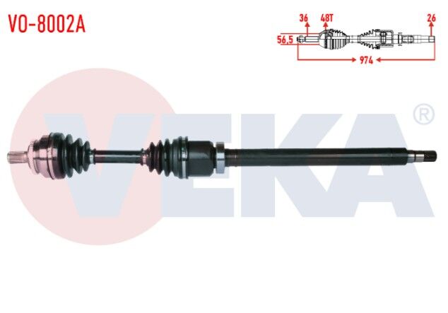 Volvo S60 2.0 T A-T Absli 48 Dış Uzunluk 974 mm 2000-2010 Komple Aks Sağ Ön