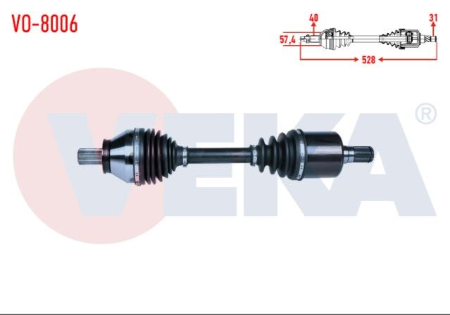 Volvo S60 II 2.0 D3 A-T Uzunluk 528 2010- Komple Aks Sol Ön