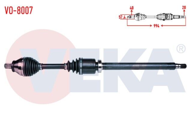 Volvo S60 II 2.0 D3 A-T Uzunluk 994 2010- Komple Aks Sağ Ön