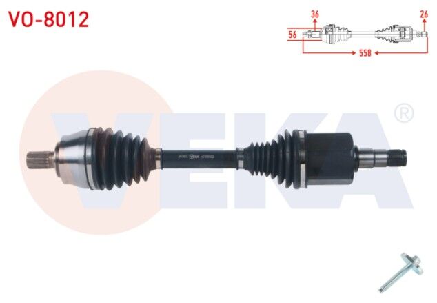 Volvo V40 T3 A-T 2015- Komple Aks Sol Ön Uzunluk 558mm