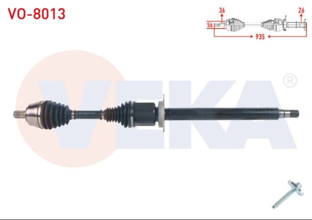 Volvo V40 T3 A-T 2015- Komple Aks Sağ Ön Uzunluk 935mm