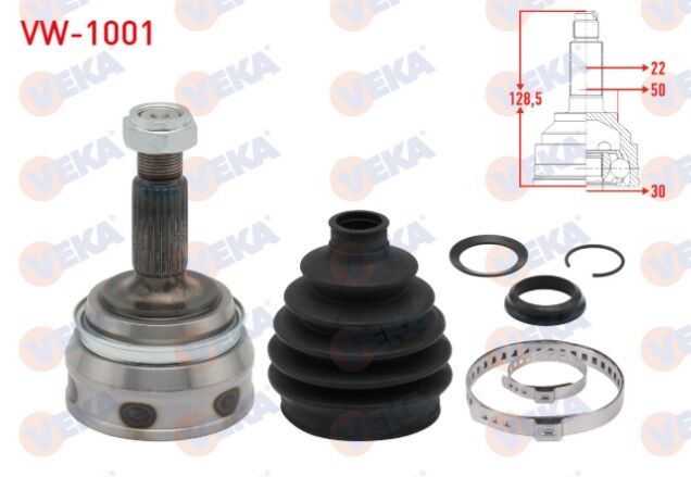 Volkswagen Golf I (17) 1.1 22X30X50 Uzunluk 130 mm 1974-1985 Aks Kafası Sol-Sağ Ön Dış