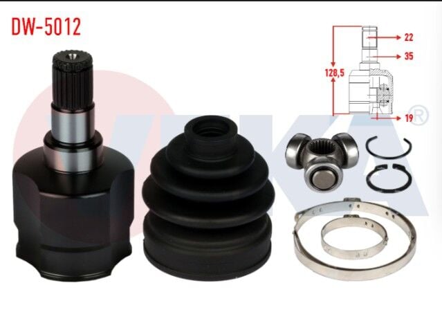 Chevrolet Kalos (T200) 1.2 22X19X35 Uzunluk 128,5 mm 2003-2008 Aks Kafası Sol-Sağ Ön İç