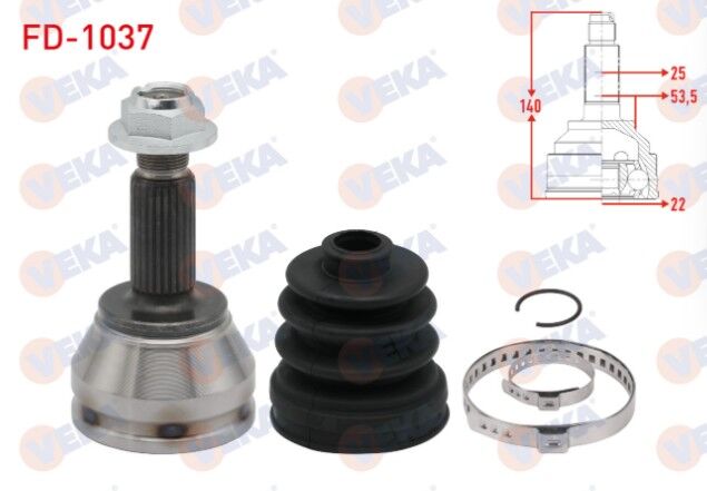 Ford Fiesta V 1.25i 25X22X53.3 Uzunluk 141 mm 2001-2008 Aks Kafası Sol-Sağ Ön Dış