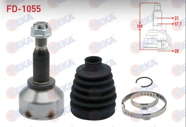 Ford Transit Custom (V362) Kısa Şase 2.2 TDCI 2012- Aks Kafası Sol-Sağ Ön Dış 31X28X57,70 Uzunluk 189mm