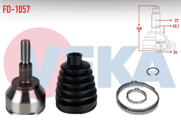 Ford Focus III 2.0 TDCI M-T 27X26X63,10 Uzunluk 160mm 2011-2015 Aks Kafası Sol-Sağ Ön Dış