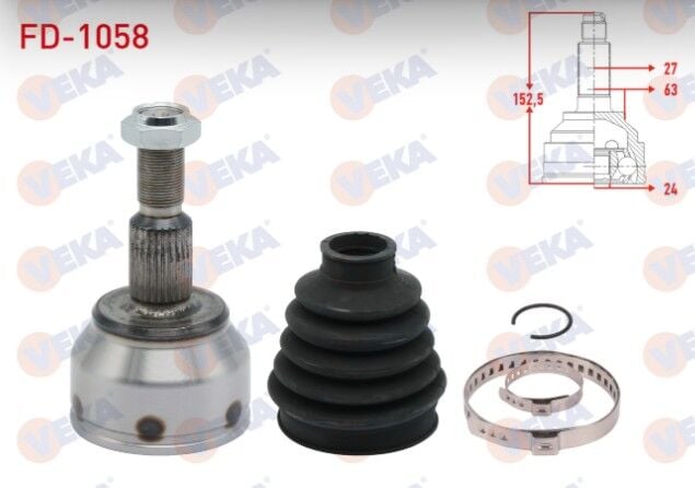 Ford Focus III 1.6 TI-VCT 27X24X63 Uzunluk 152,50mm 2011-2015 Aks Kafası Sol-Sağ Ön Dış