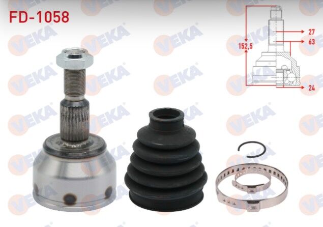 Ford Focus III 1.6 TI-VCT 27X24X63 Uzunluk 152,50mm 2011-2015 Aks Kafası Sol-Sağ Ön Dış