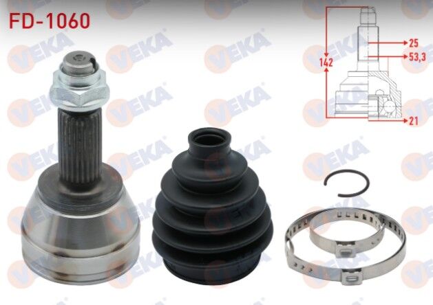 Ford Tourneo-Transit Courier 1.5 TDCI 2014- Aks Kafası Sol-Sağ Ön Dış 25X21X53,3 Uzunluk 142,5mm