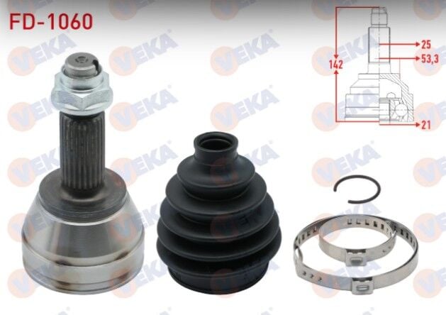 Ford Tourneo-Transit Courier 1.5 TDCI 2014- Aks Kafası Sol-Sağ Ön Dış 25X21X53,3 Uzunluk 142,5mm