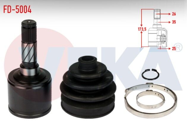 Ford Ranger (ET) 2.5 TD 4X4 26X25X35 Uzunluk 173,5mm 2006-2011 Aks Kafası Sağ Ön İç