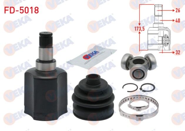 Ford Focus 1.6 TDCI A-T 26X32X40 Uzunluk 173,5 mm 2015- Aks Kafası Sol Ön İç