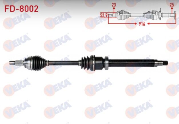 Ford Fiesta V 1.4 TDCI M-T 01-08/ Fiesta VI 1.5 TDCI M-T 08-12/ Fiesta VII 1.5 TDCI M-T 12-/ B-MAX 1.0i -1.4i M-T 12-/ Fusion 1.4 TDCI M-T 02-10 Komple Aks Sağ Ön Uzunluk 916mm