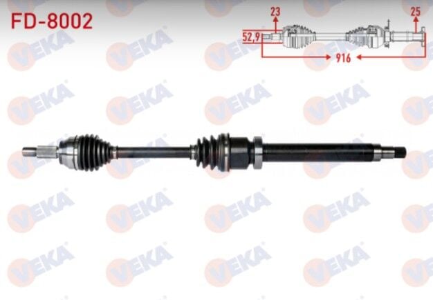 Ford Fiesta V 1.4 TDCI M-T 01-08/ Fiesta VI 1.5 TDCI M-T 08-12/ Fiesta VII 1.5 TDCI M-T 12-/ B-MAX 1.0i -1.4i M-T 12-/ Fusion 1.4 TDCI M-T 02-10 Komple Aks Sağ Ön Uzunluk 916mm