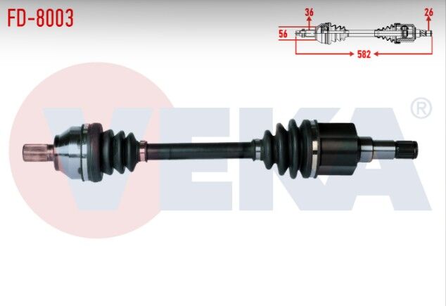 Ford Focus II (DA) 1.6 TDCI Uzunluk 582mm 2004-2011 Komple Aks Sol Ön