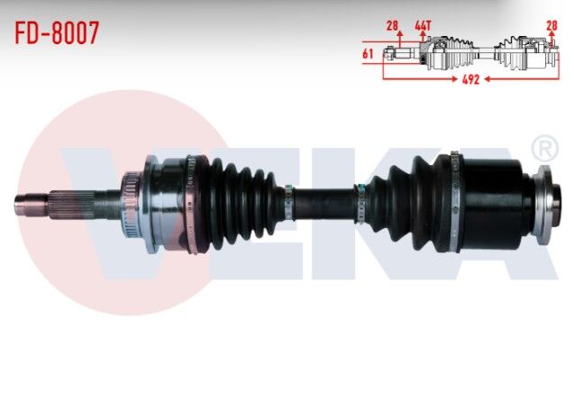 Ford Ranger (ET) 2.5 TD 4X4 Absli 44 Dış Uzunluk 492mm 2006-2011 Komple Aks Sol Ön