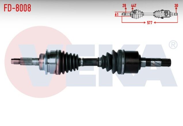 Ford Ranger (ET) 2.5 TD 4X4 Absli 44 Dış Uzunluk 577mm 2006-2011 Komple Aks Sağ Ön