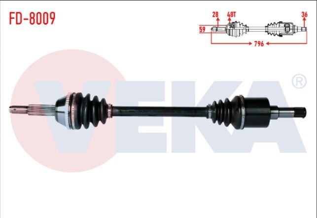 Ford Transit (V347) 2.2 TDCI 130 HP (İnce Mil) Absli 48 Dış Uzunluk 796mm 2006-2014 Komple Aks Sol Ön