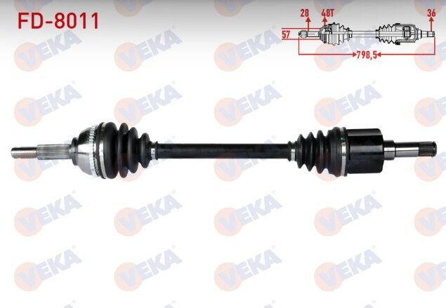 Ford Transit (FA_ _) 2.4 TDCI Absli 48 Dış Uzunluk 798,5mm 2000-2006 Komple Aks Sol Ön