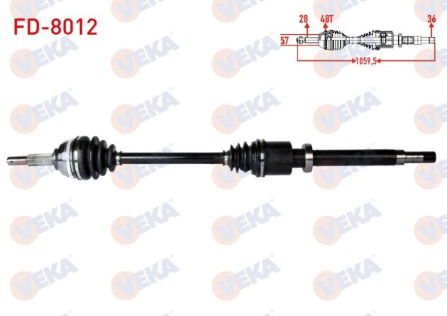 Ford Transit (FA_ _) 2.4 TDCI Absli 48 Dış Uzunluk 1059,5mm 2000-2006 Komple Aks Sağ Ön