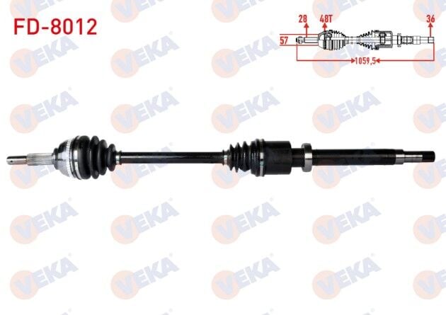 Ford Transit (FA_ _) 2.4 TDCI Absli 48 Dış Uzunluk 1059,5mm 2000-2006 Komple Aks Sağ Ön