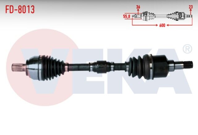 Ford Focus II (DA) 1.6i M-T Uzunluk 600mm 2004-2011 Komple Aks Sol Ön