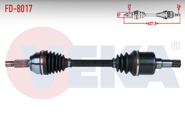 Ford Mondeo III 2.0i 16v Uzunluk 627,5mm 2000-2007 Komple Aks Sol Ön