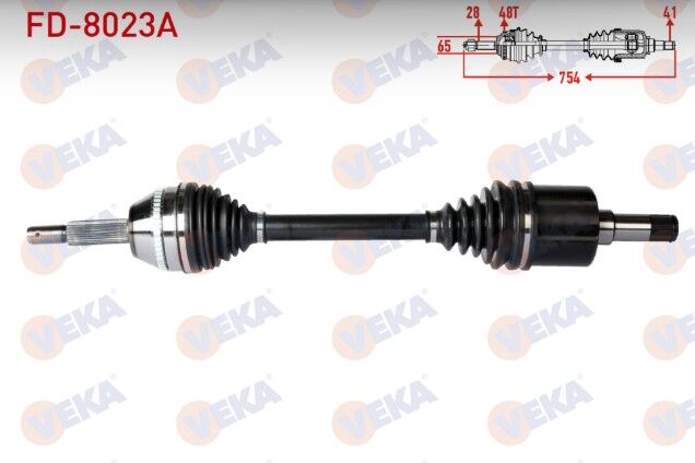 Ford Transit (V347) 2.2 TDCI 115PS-140PS (Kalın Mil) ABSLI 48 Dış Uzunluk 754mm 2006-2014 Komple Aks Sol Ön