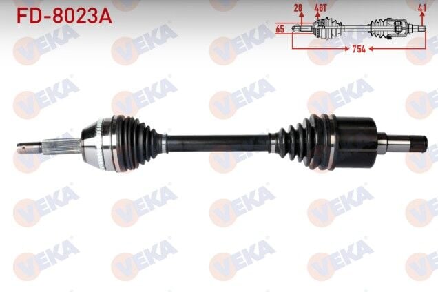 Ford Transit (V347) 2.2 TDCI 115PS-140PS (Kalın Mil) ABSLI 48 Dış Uzunluk 754mm 2006-2014 Komple Aks Sol Ön