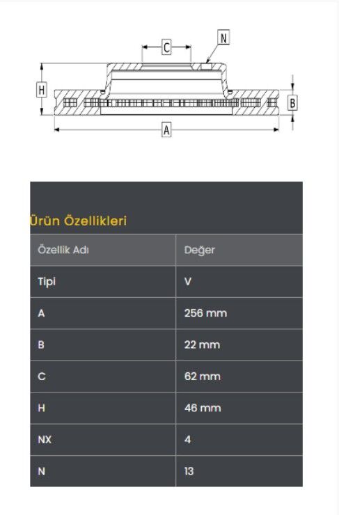 Accent Era 06-11 / I20 1.4 CRDI 08- / Rio 06-11 Fren Diski Ön (256-4)- Frendi
